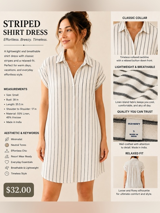 Old Navy Dresses & Skirts - Old Navy vertical stripes women’s Shirtdress
